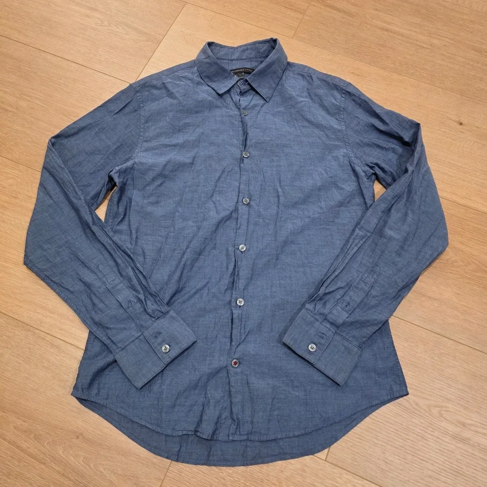 John Varvatos USA Dress Shirt Men's Size S Blue Cotton Casual Preppy Business - Picture 1 of 8